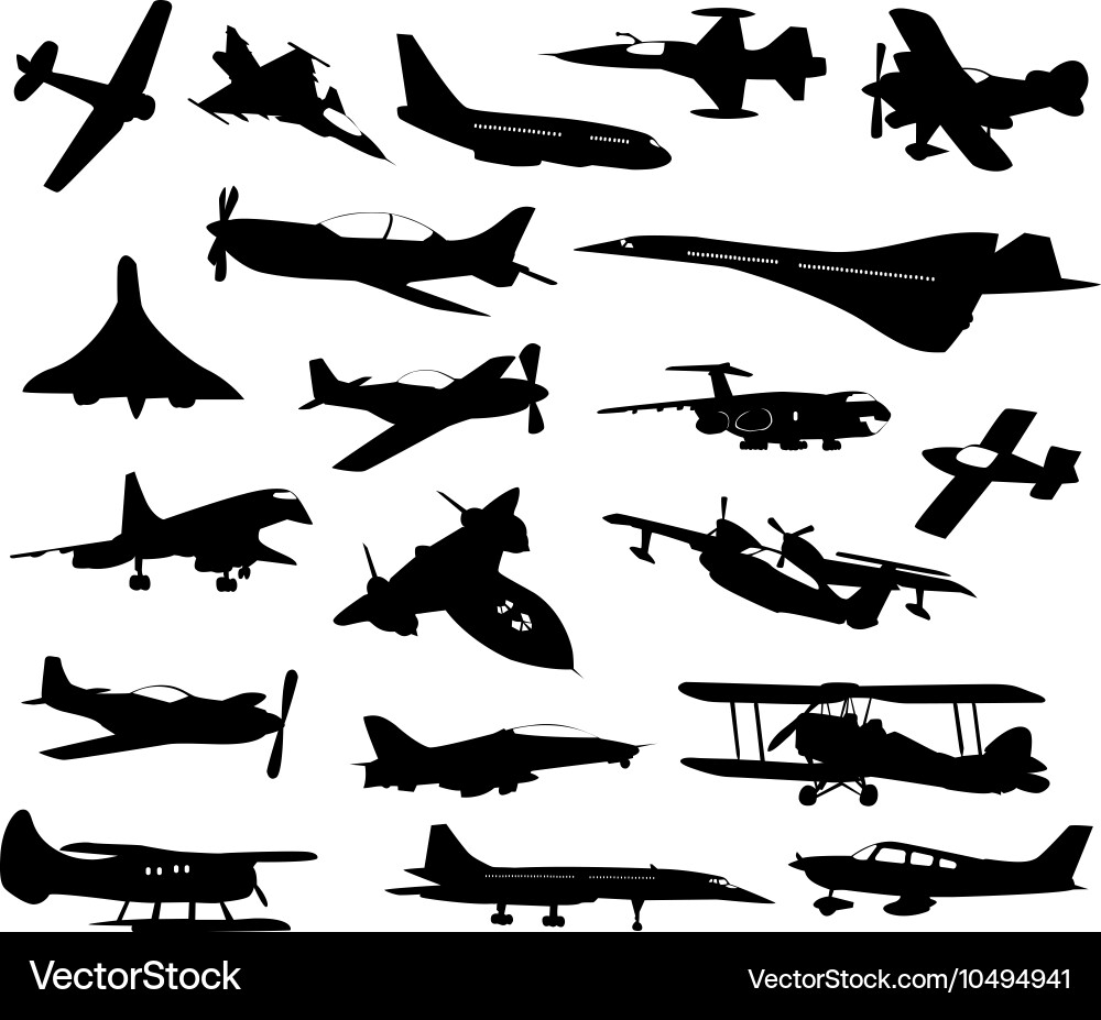 Silhouette Airplane Collection vector image