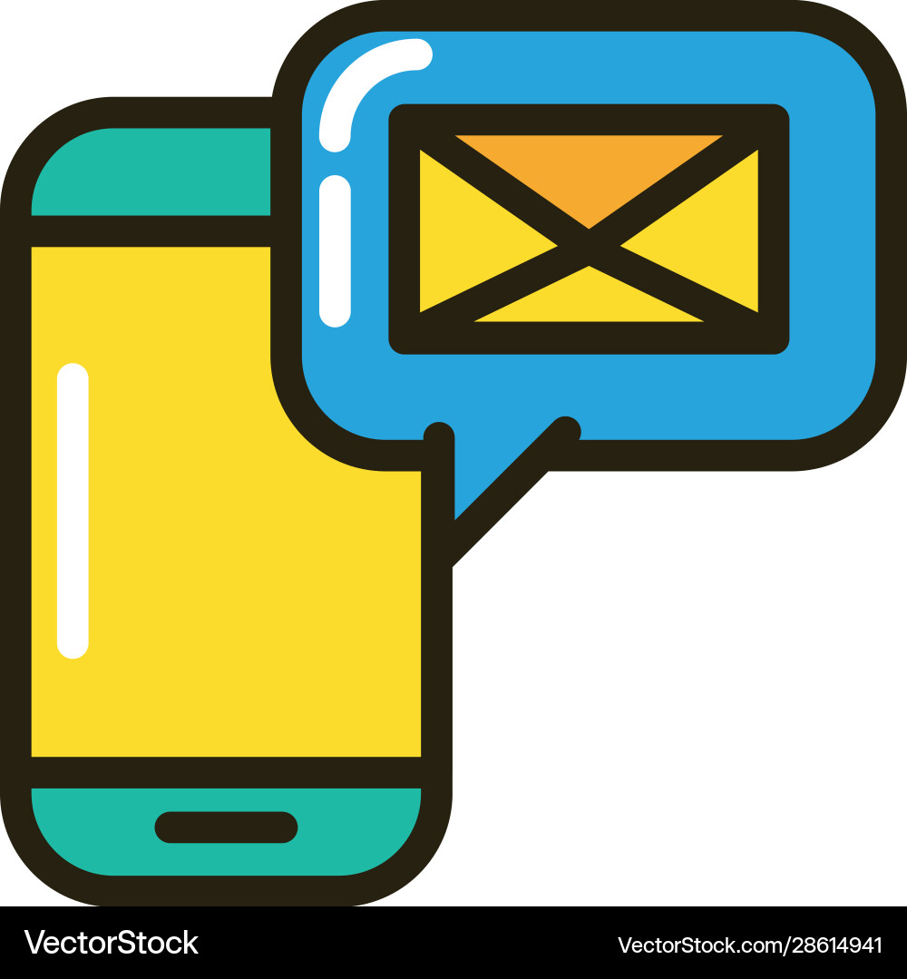 Smartphone device with speech bubble and envelope vector image