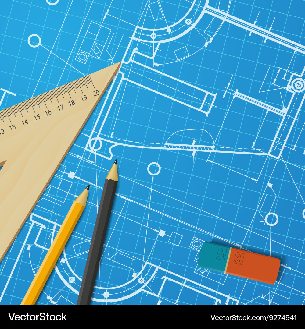 Technical blueprint of mechanism Vector Image