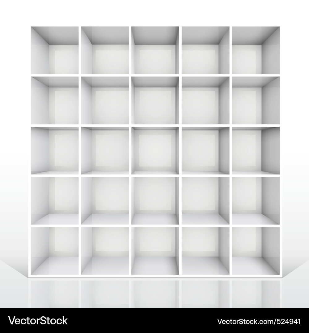 White Empty Bookshelf 3D Rendering vector image