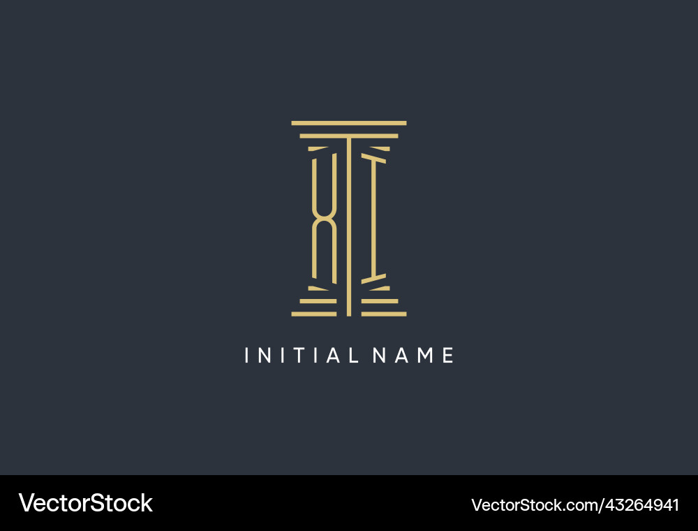 Xi initial monogram with pillar shape logo design Vector Image