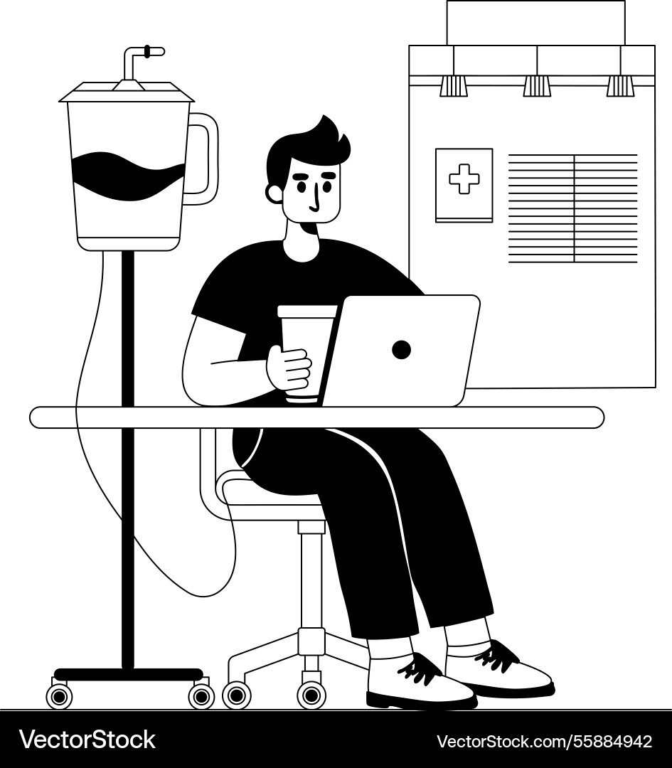 Caffeine dependency character in hand vector image
