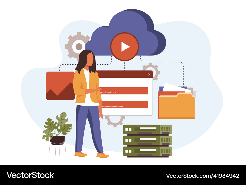 Cloud computing in flat design vector image
