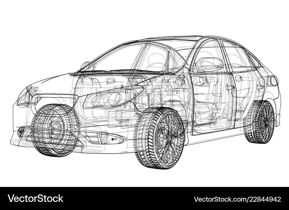 Concept car rendering of 3d vector image