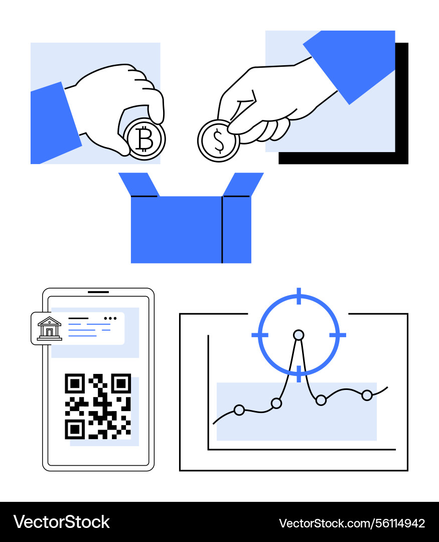 Digital currency transactions qr code payments Vector Image