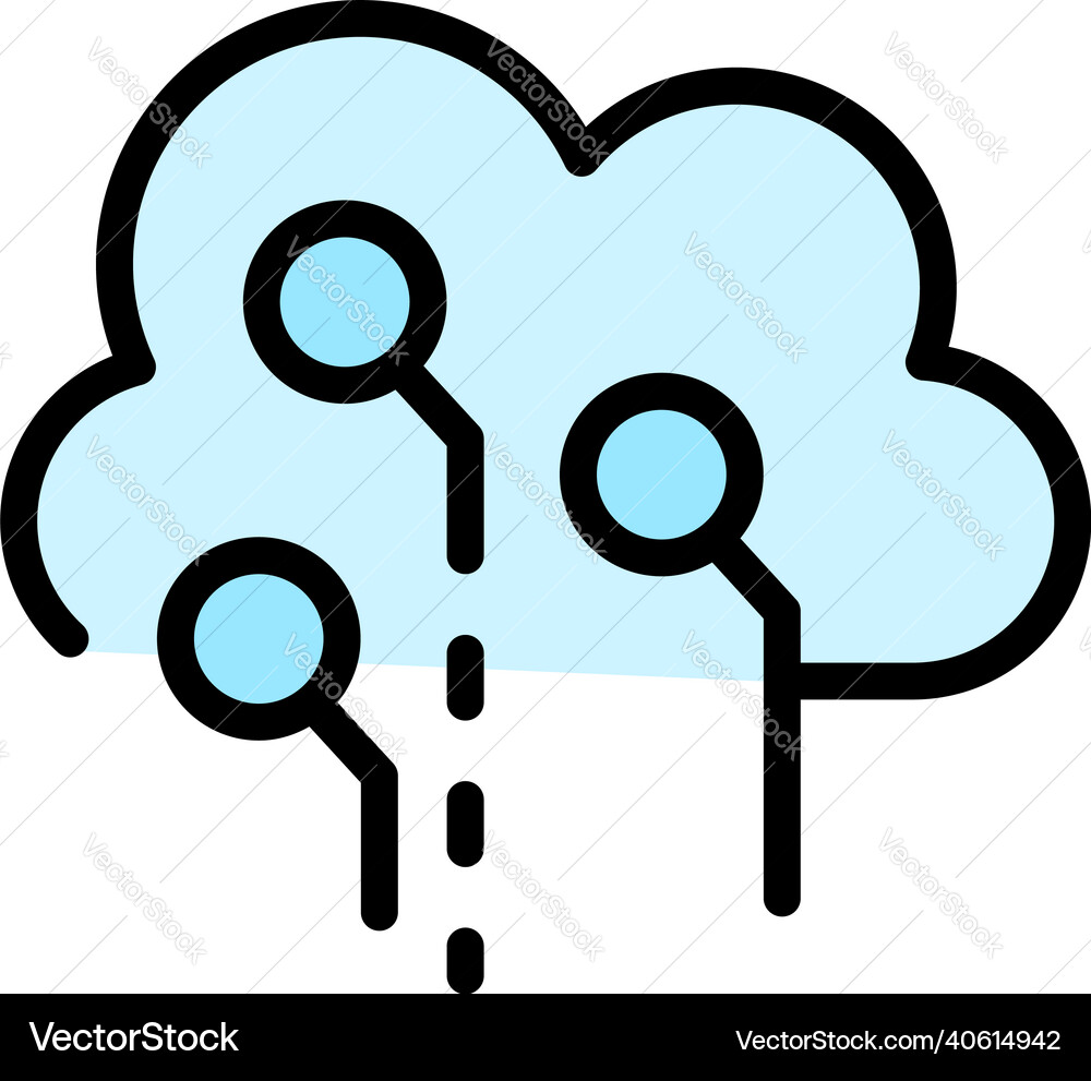 Digital data cloud icon color outline vector image
