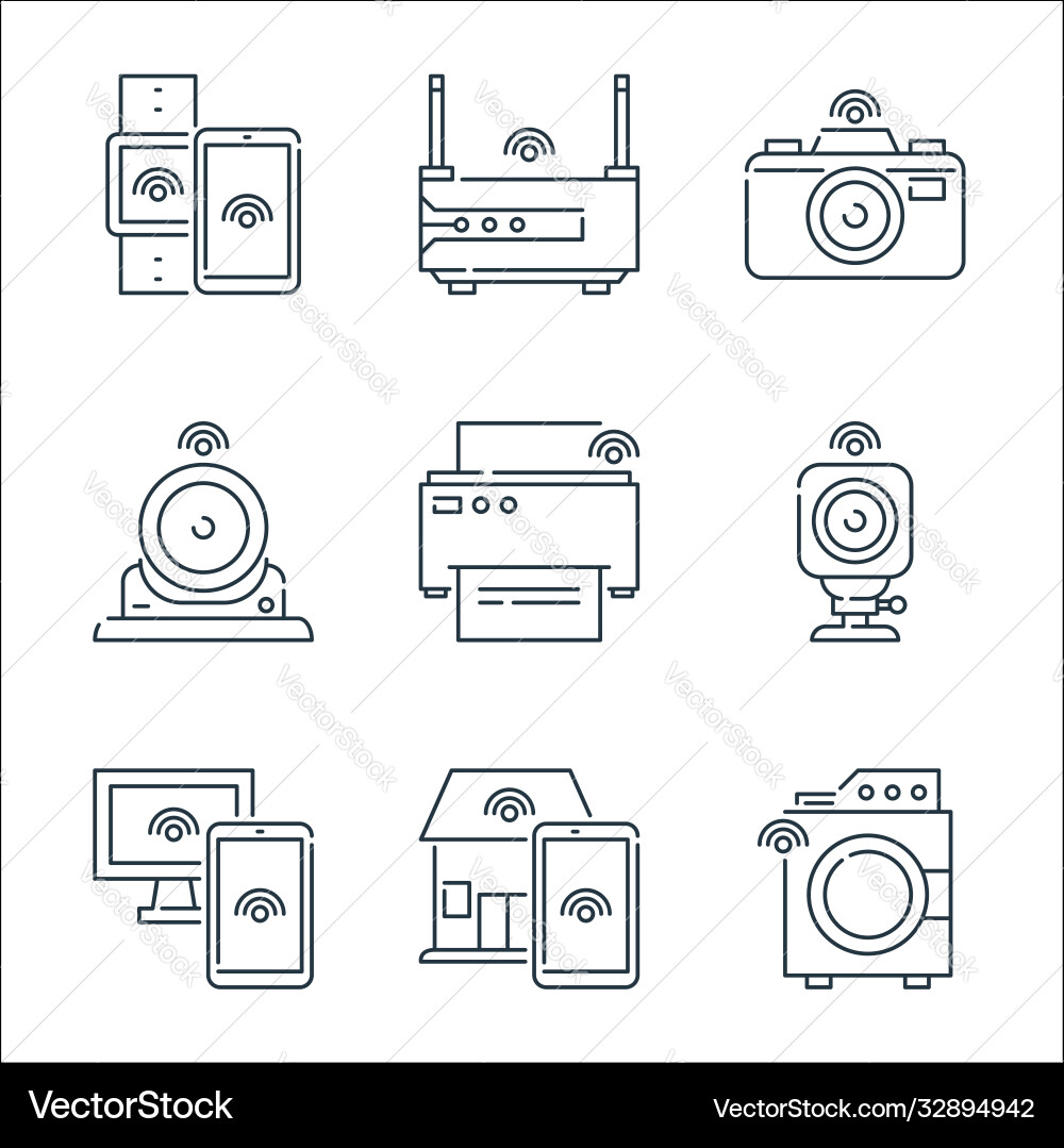 Internet things line icons linear set quality Vector Image