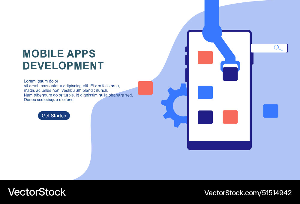 Landing page template for mobile app development vector image