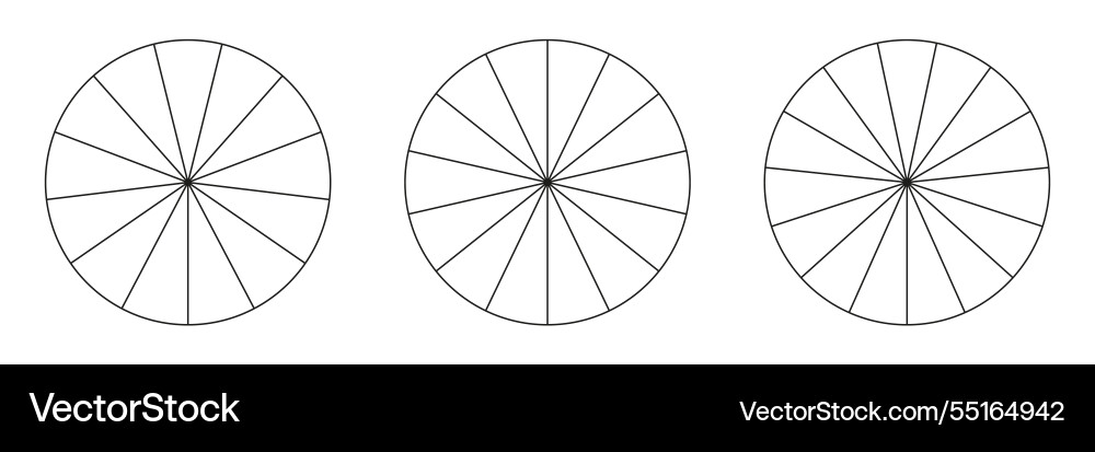 Many number of sectors divide the circle on equal Vector Image