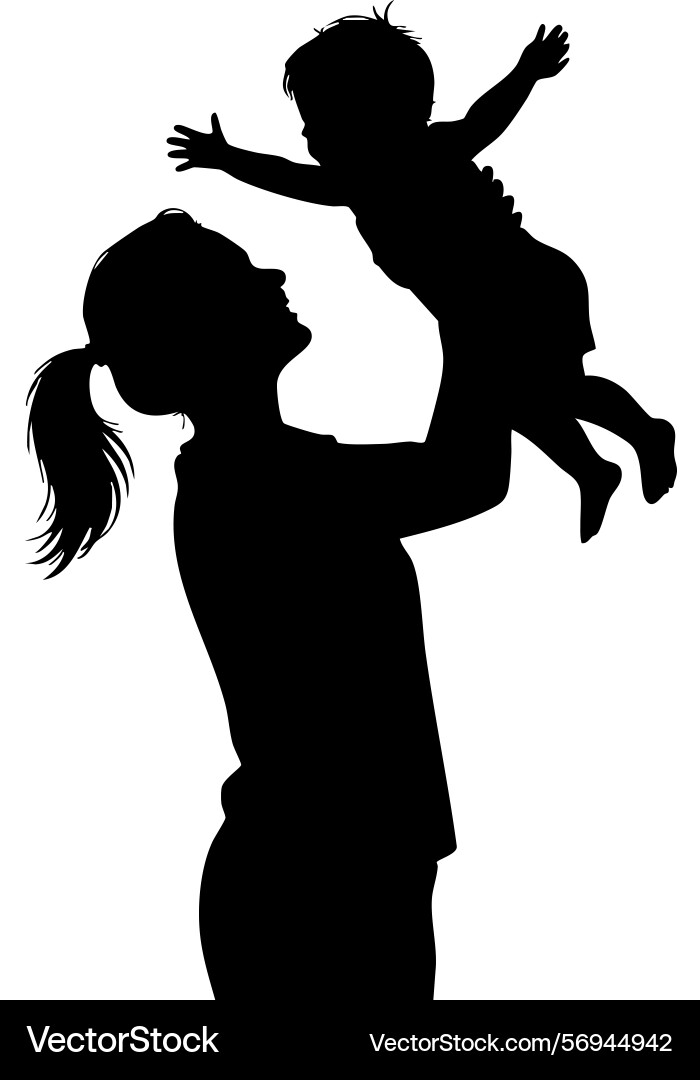 Mother lifting child in joyful embrace a timeless Vector Image