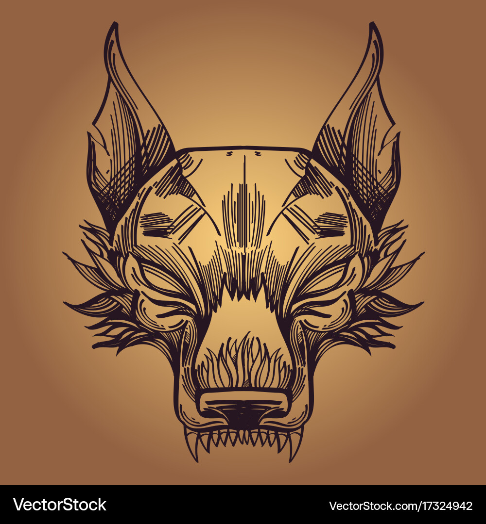 Muzzle of a wolf is an for creating sketches vector image