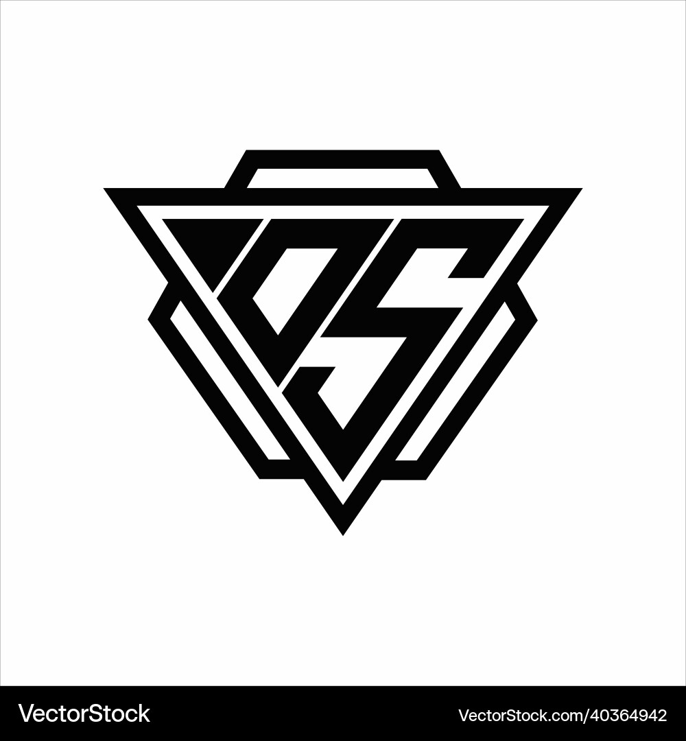 Os logo monogram with triangle and hexagon vector image