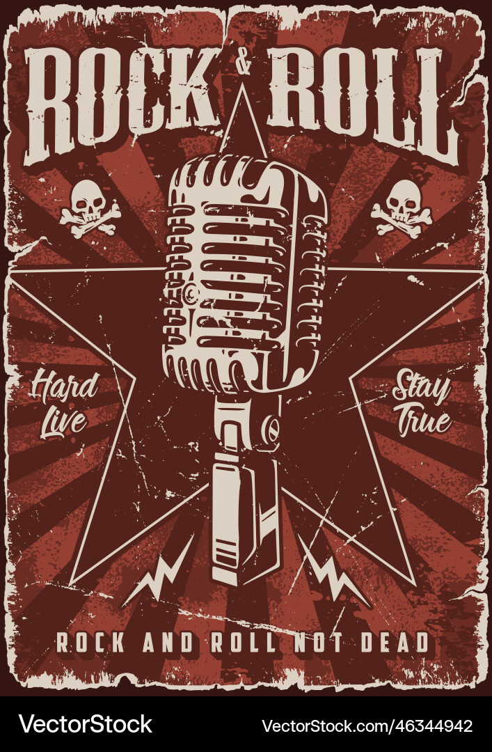 Rock and roll monochrome flyer Rock and roll monochrome flyer vector image