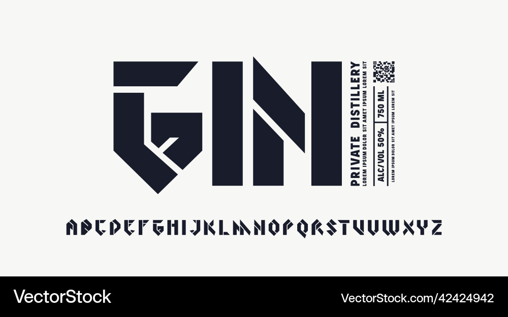 Stencil-plate sans serif font in viking style Stencil-plate sans serif font in viking style vector image