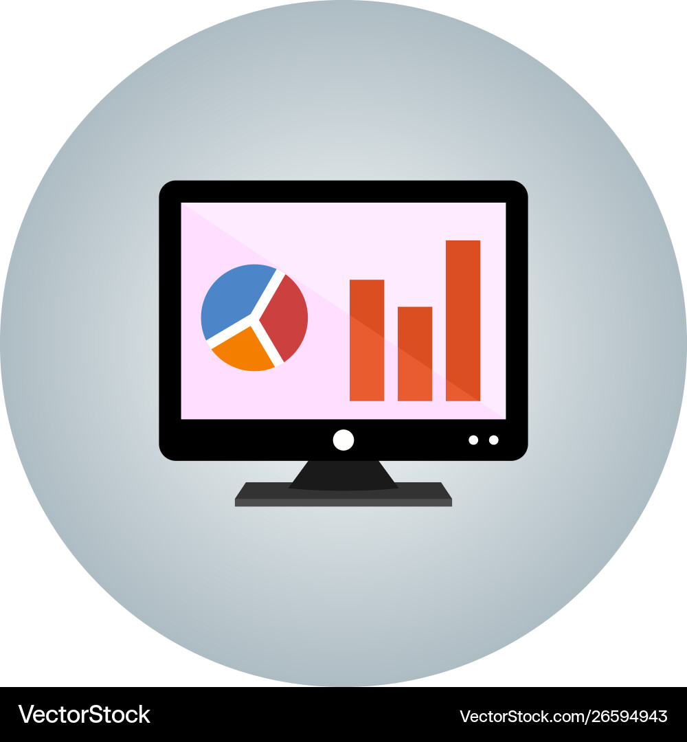 Analytics on screen flat icon with gradient vector image