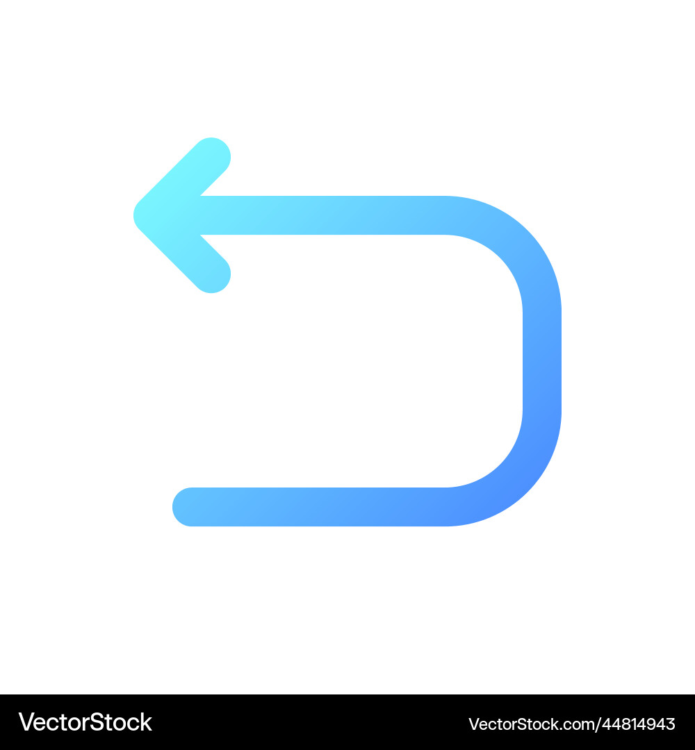 Backward arrow pixel perfect gradient linear ui Vector Image