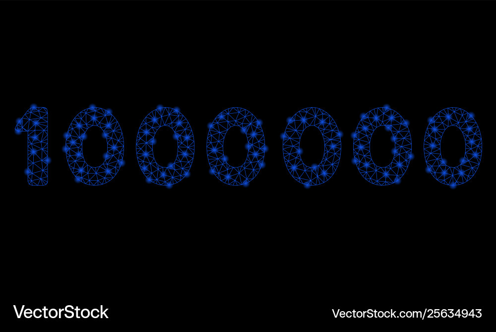 Bright mesh wire frame 1000000 digits text Vector Image