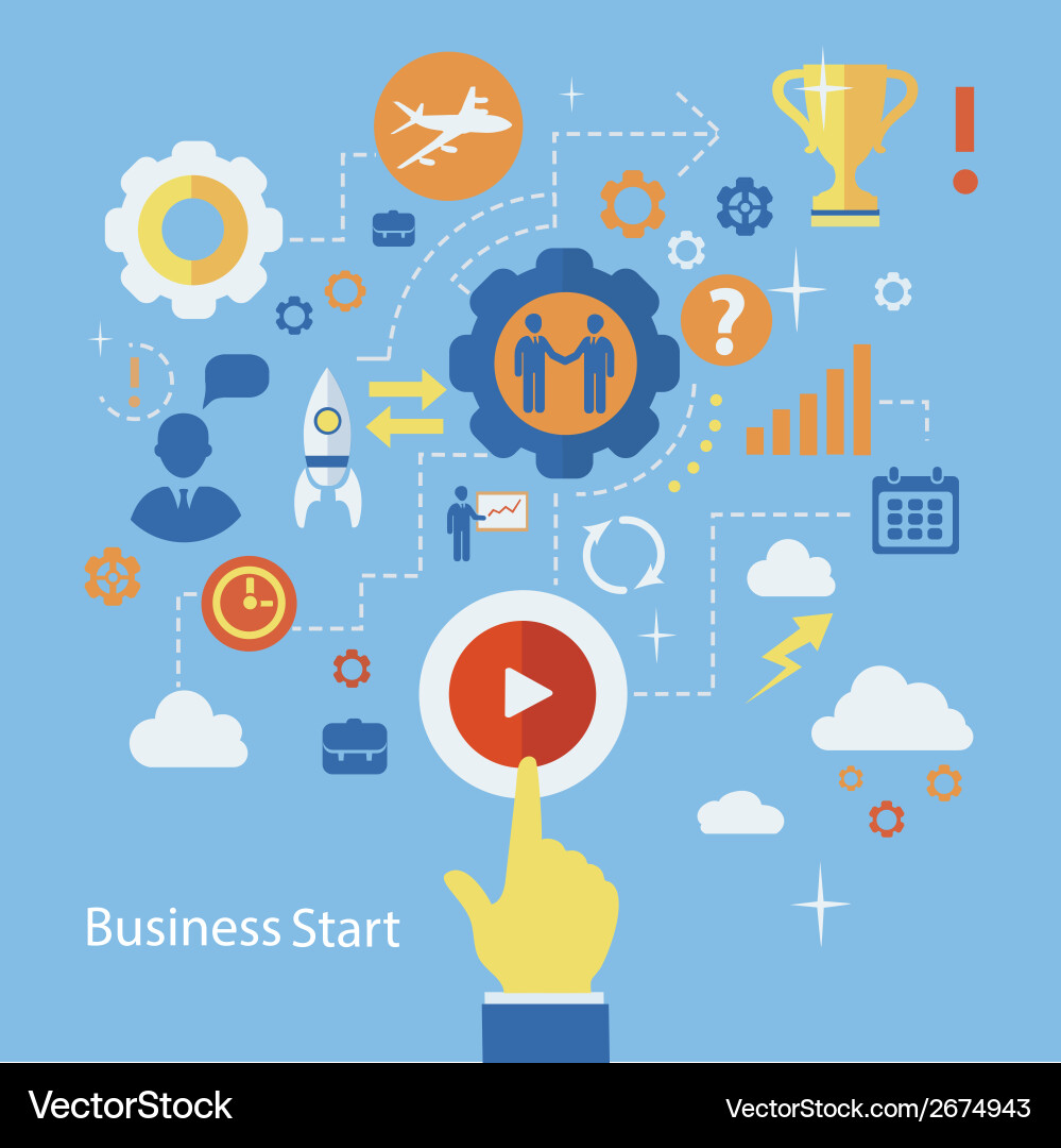 Business Startup Scheme - Icons & Gears Vektorbild