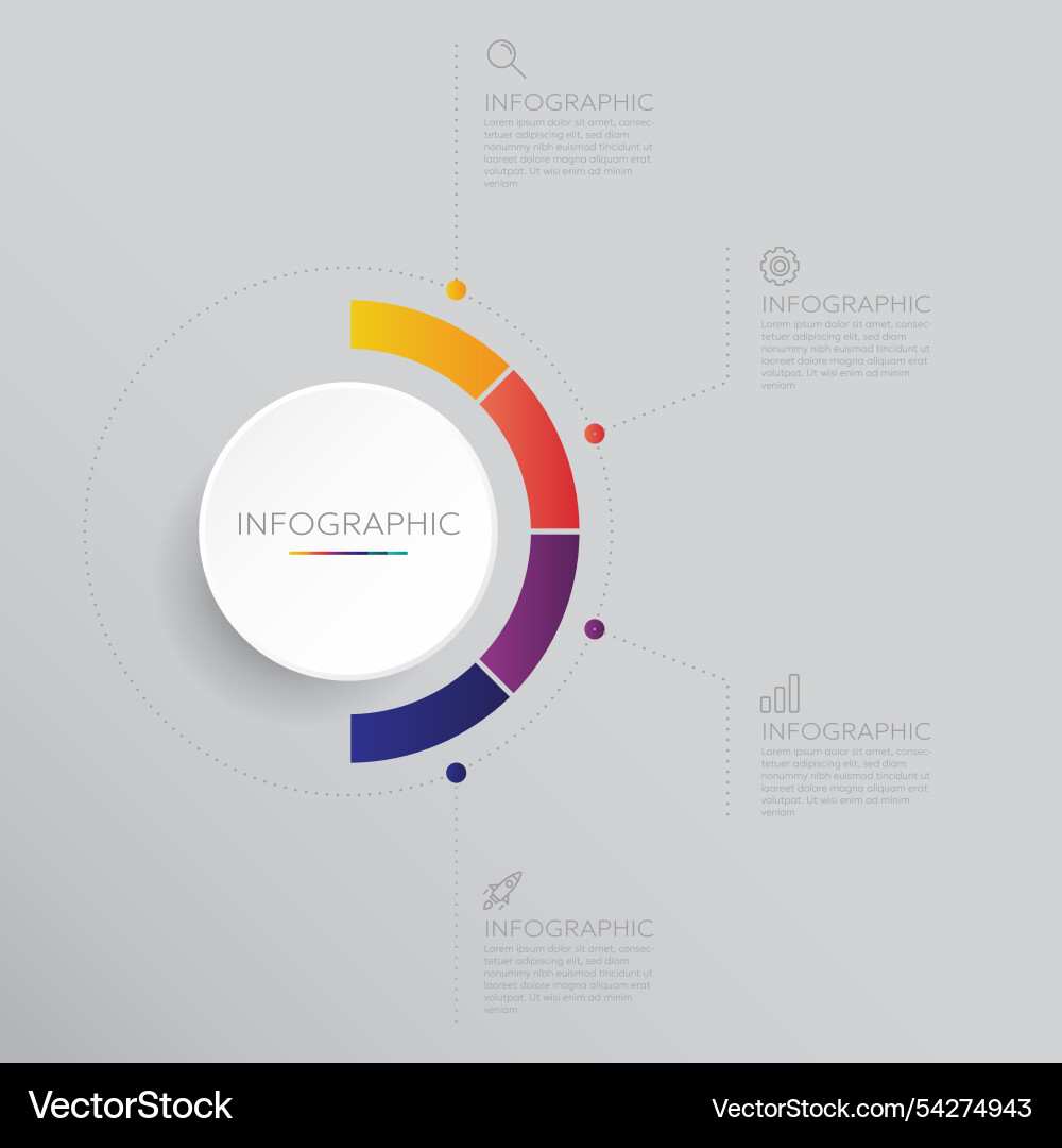 Circle chart infographic template with 4 options Circle chart infographic template with 4 options Vector Image