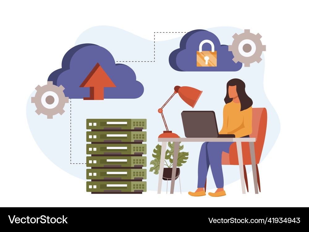 Cloud computing in flat design Cloud computing in flat design vector image