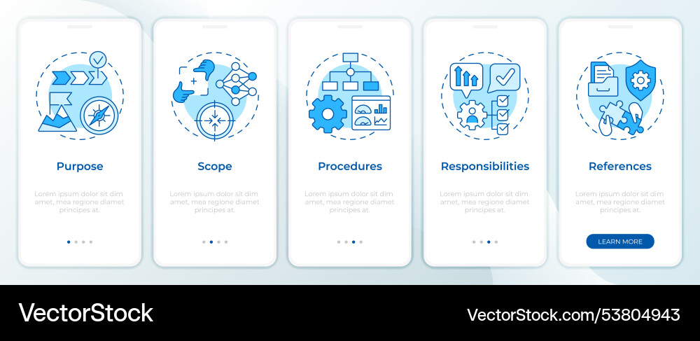 Components of sop blue onboarding mobile app Components of sop blue onboarding mobile app vector image