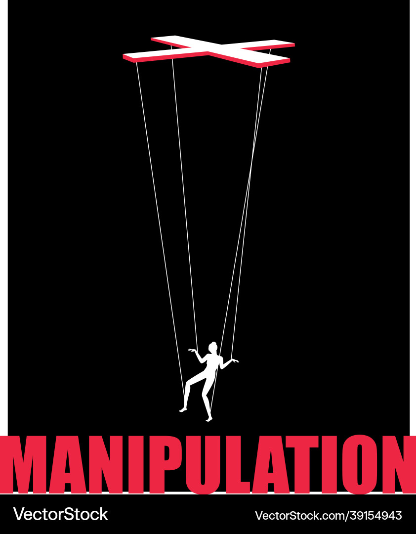 Control & Manipulation - Puppet Concept vector image