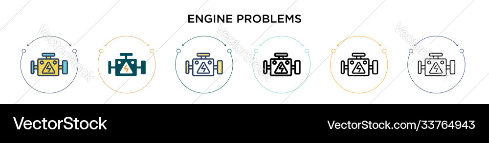 Engine problems icon in filled thin line outline Vector Image