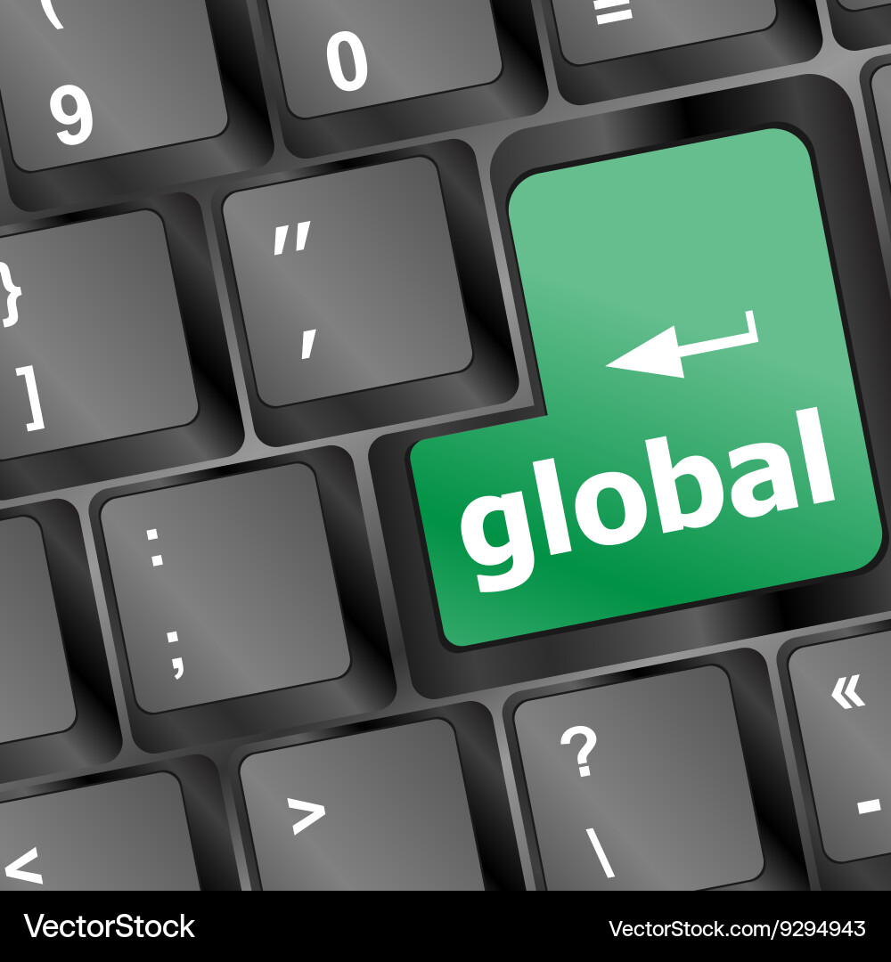 Global button on the keyboard - business concept Vector Image