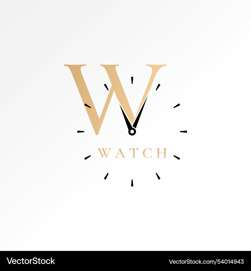 Graphic initial w serif font watch clockwise sync Graphic initial w serif font watch clockwise sync vector image
