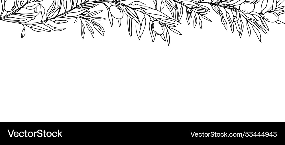Horizontal frame border with olive branches Horizontal frame border with olive branches vector image