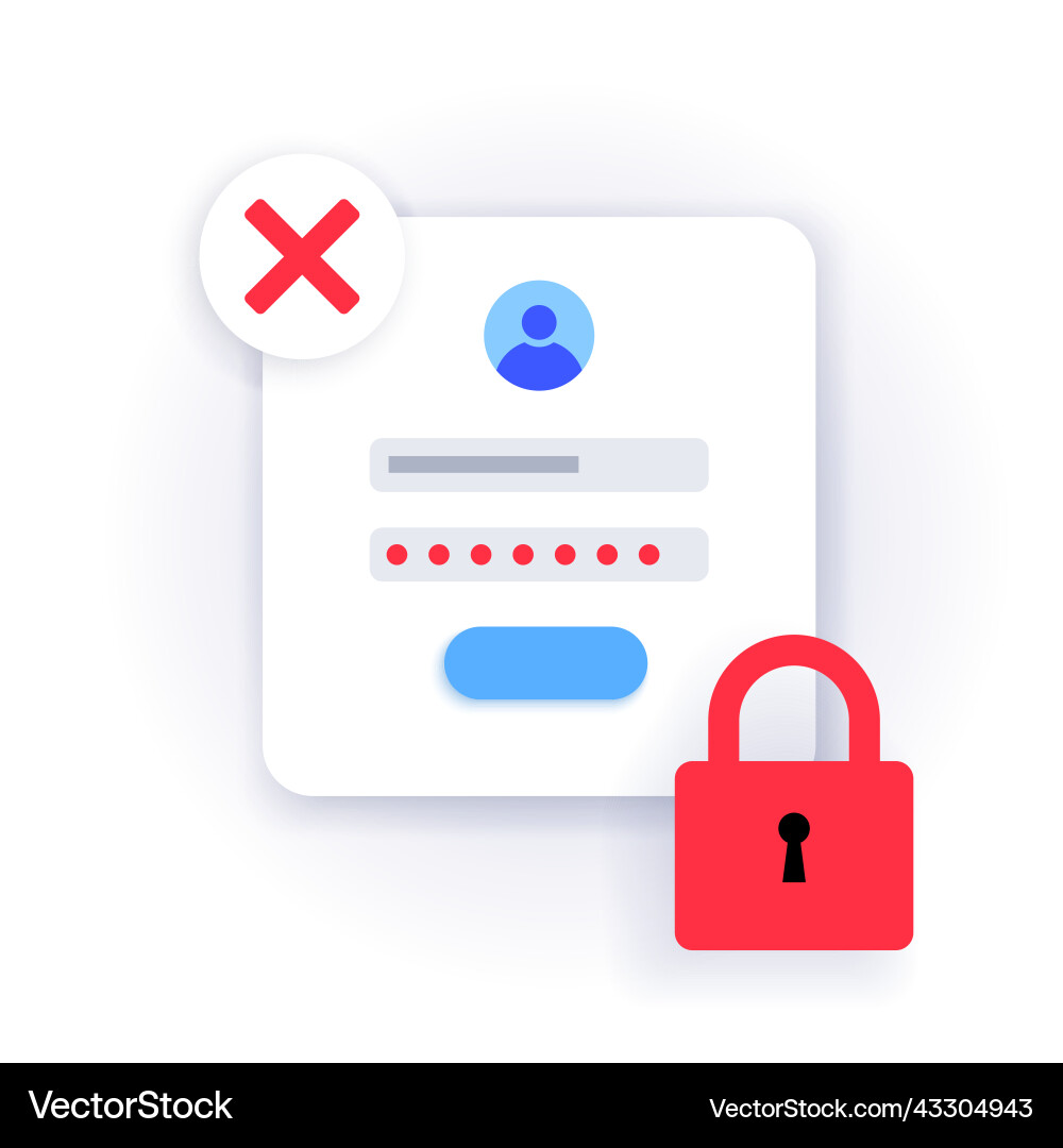 Incorrect Password - Access Denied vector image