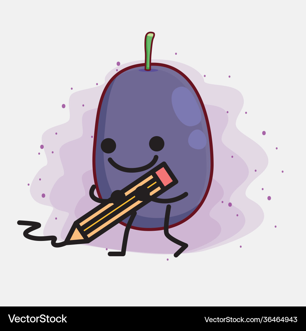 Java plum fruit cute character with simple face vector image