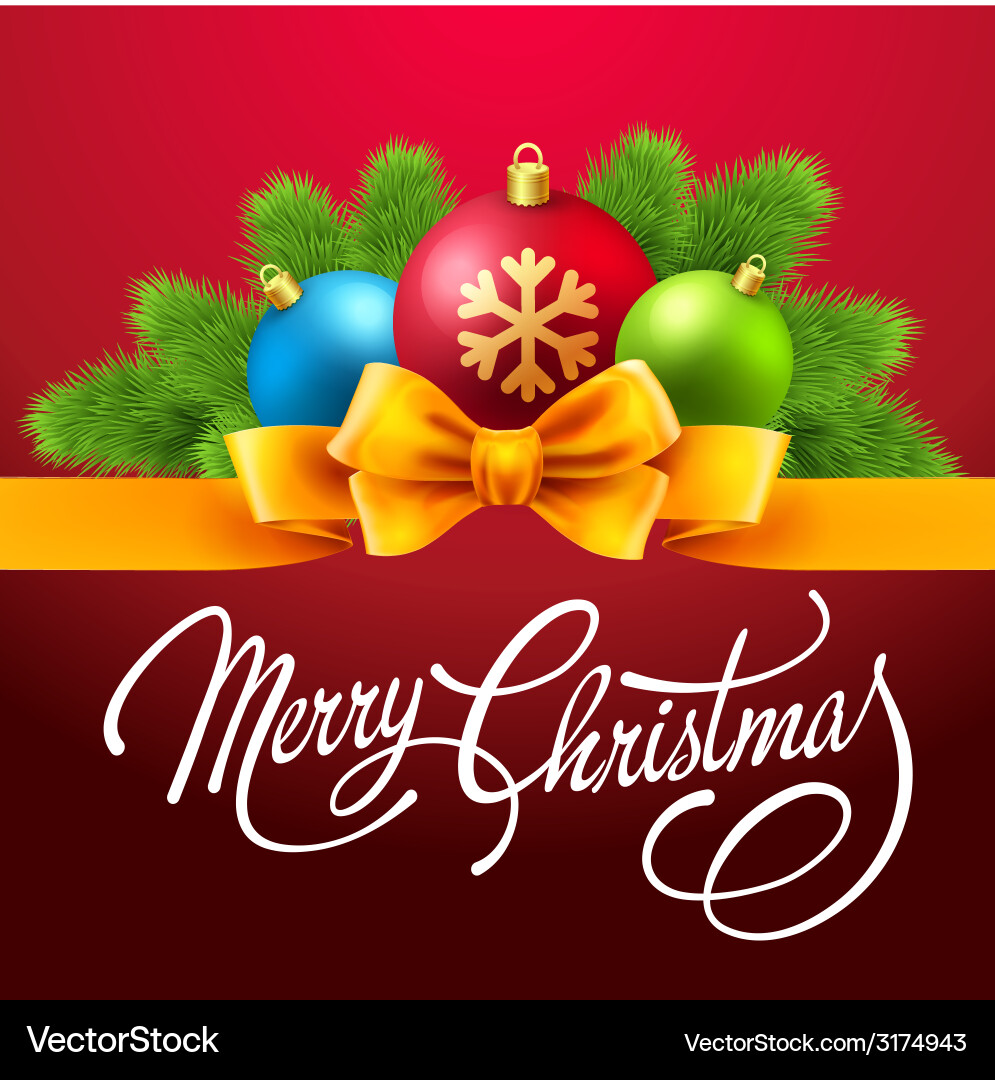 Merry christmas card with lettering Vector Image