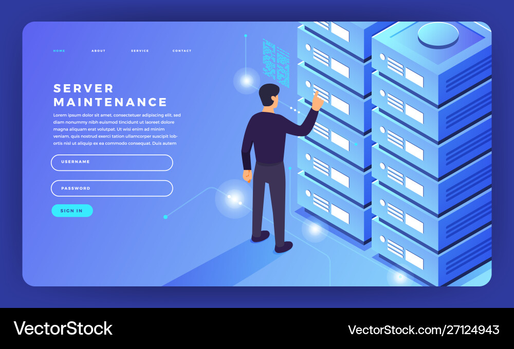 Mock-up design website flat concept server vector image