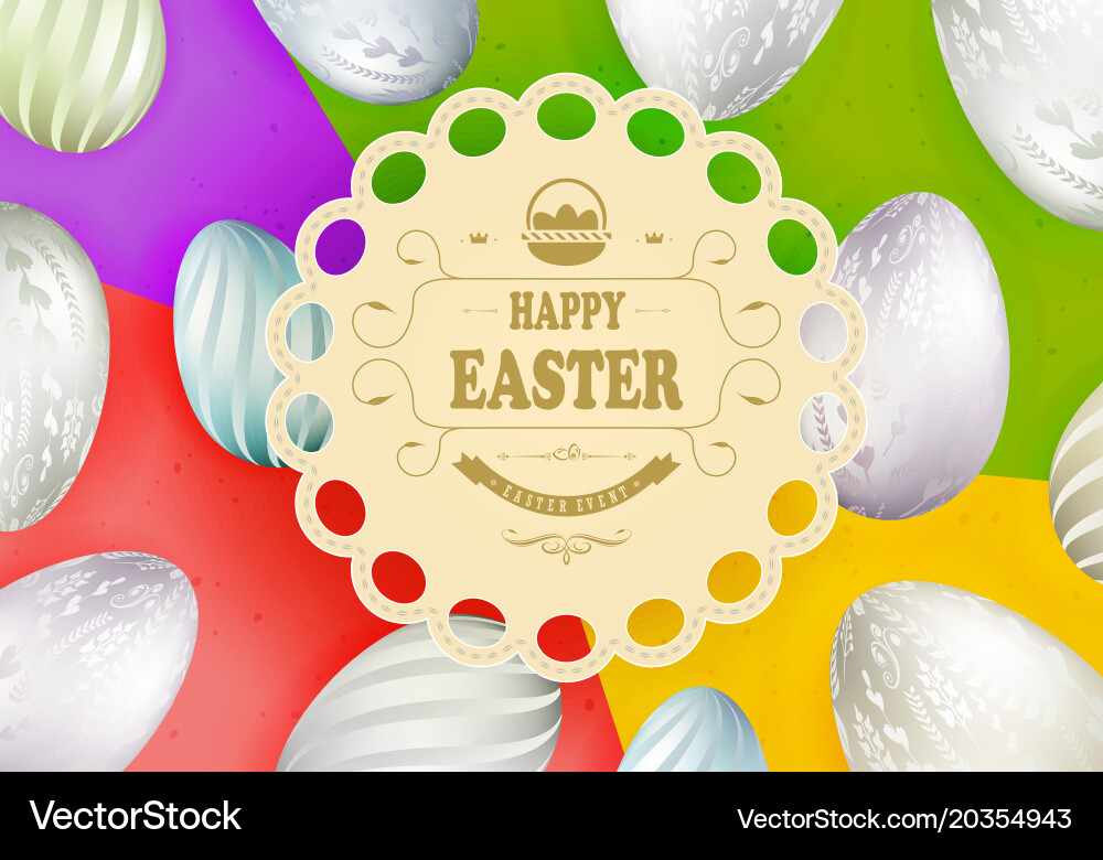Multicolored design with round easter frame Vector Image
