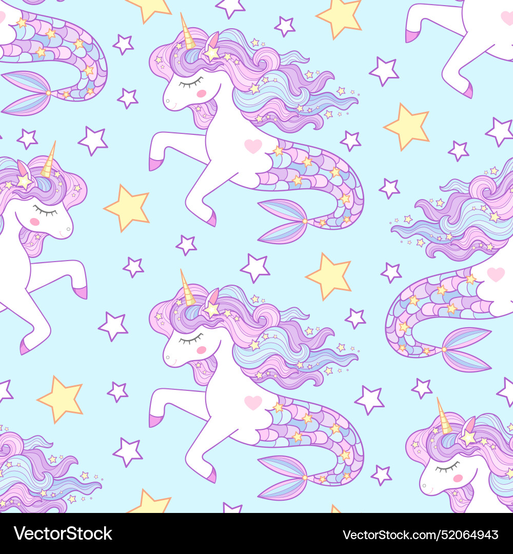 Seamless pattern with a sea unicorn Seamless pattern with a sea unicorn vector image