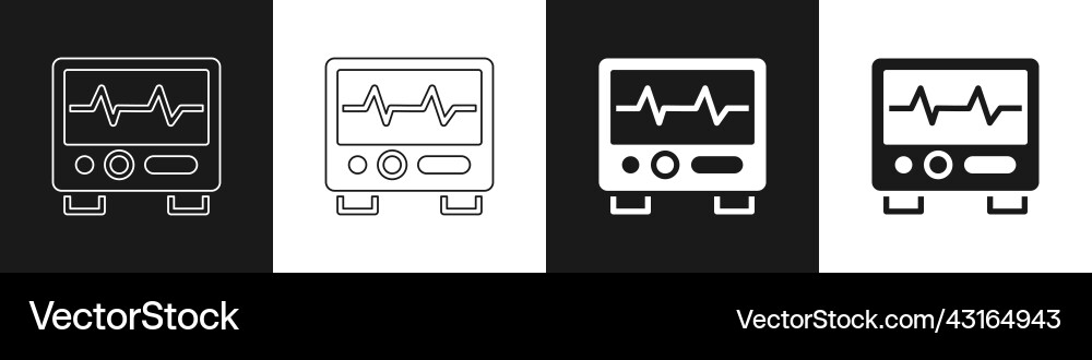 Set computer monitor with cardiogram icon isolated Set computer monitor with cardiogram icon isolated vector image