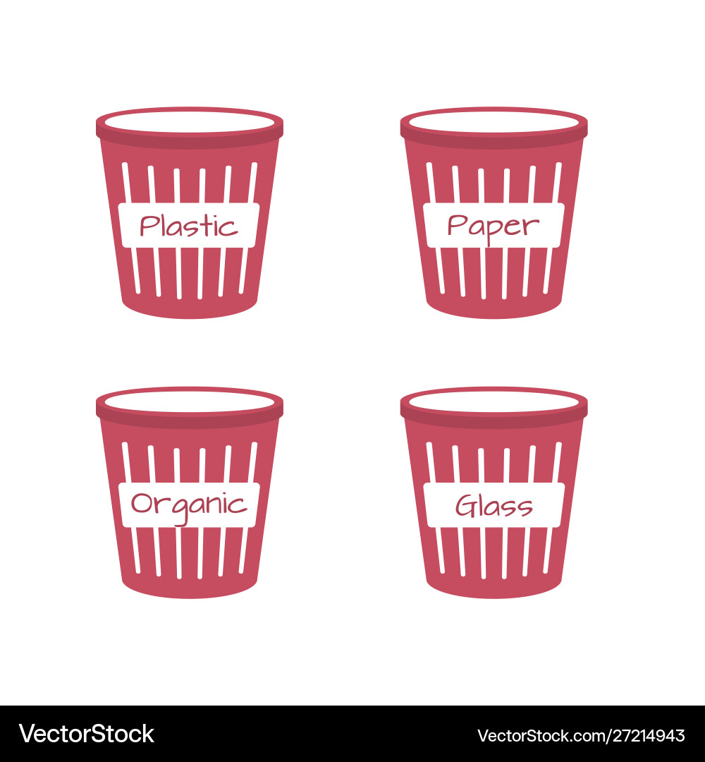 Set isolated open bin for garbage vector image