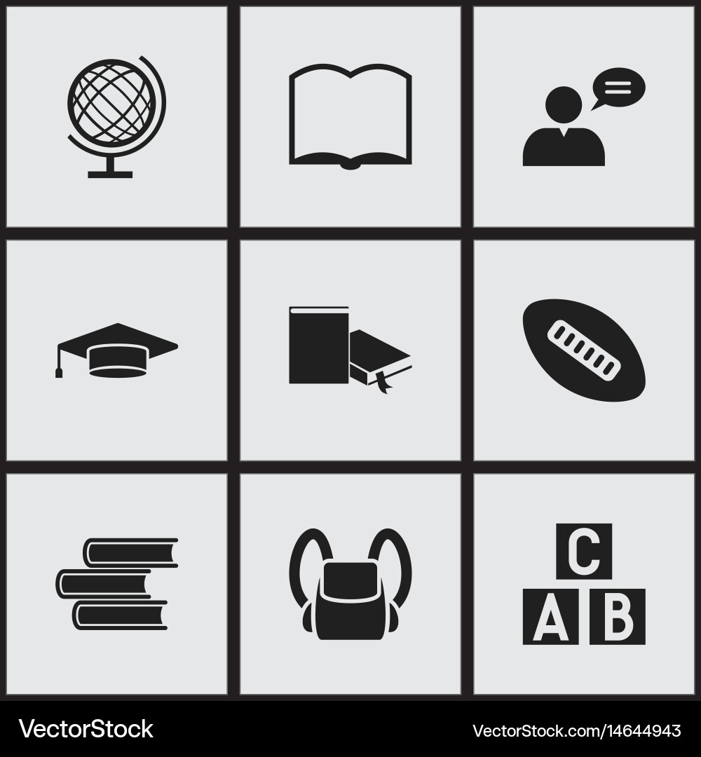 Set of 9 editable university icons includes vector image