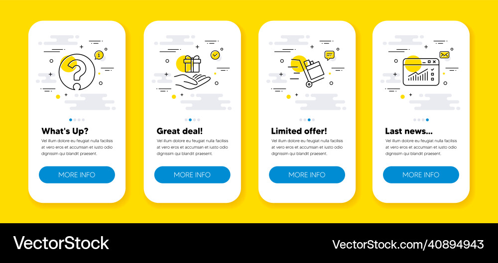 Set of question mark push cart and loyalty vector image