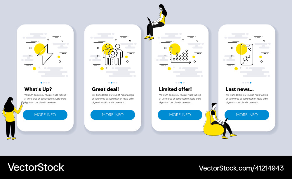 Set of technology icons such as energy dot plot Set of technology icons such as energy dot plot vector image
