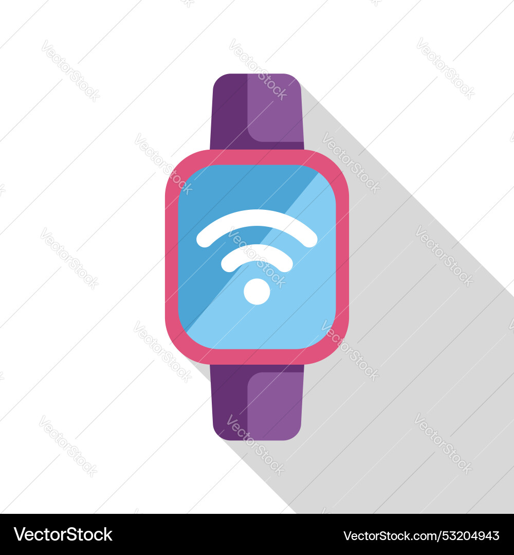 Smart watch displaying wifi signal icon flat Smart watch displaying wifi signal icon flat vector image