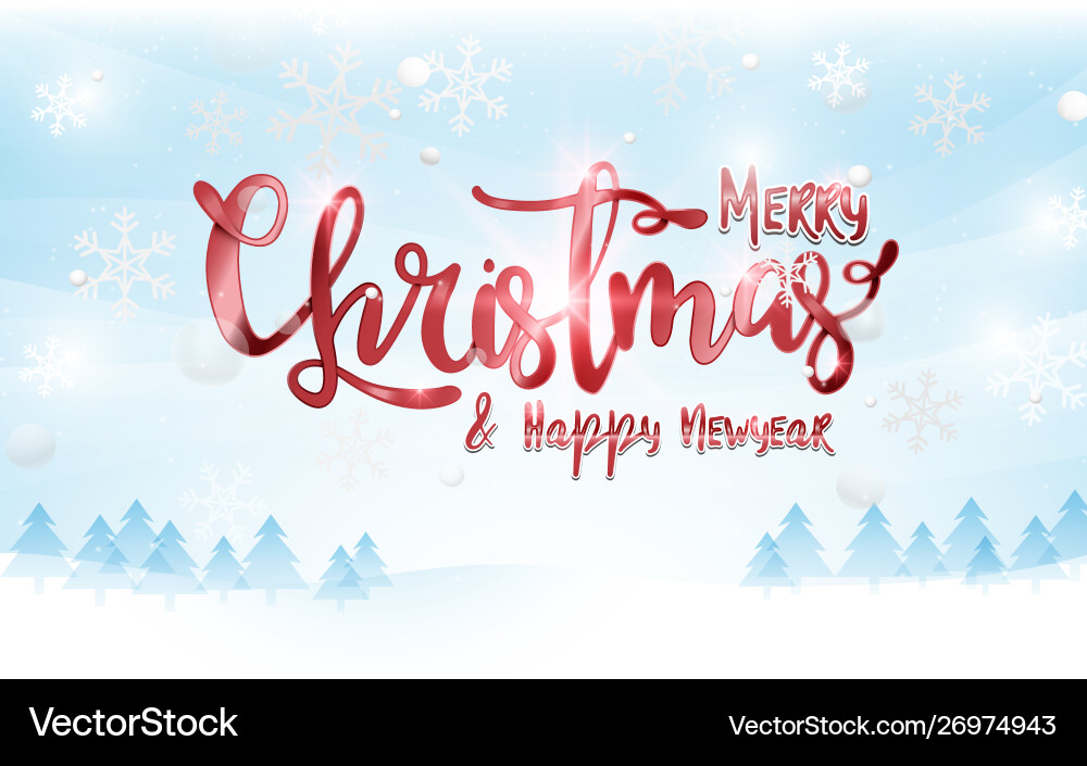 Sparkling Christmas Card with Winter Scene Vector Image