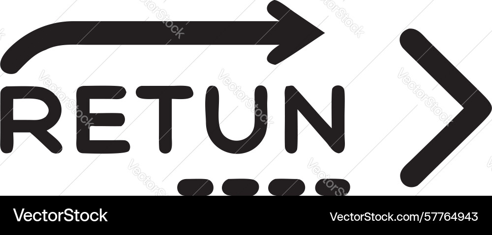 Standalone return arrow icon for navigation and vector image
