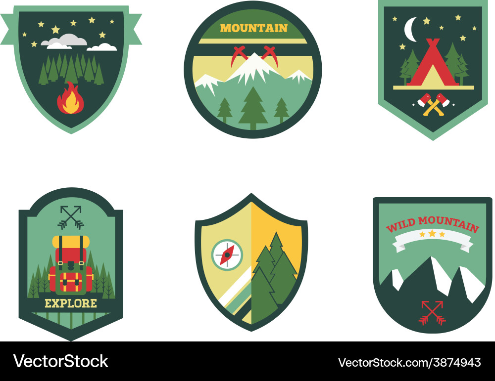Vintage Camp & Adventure Badges Vector Image