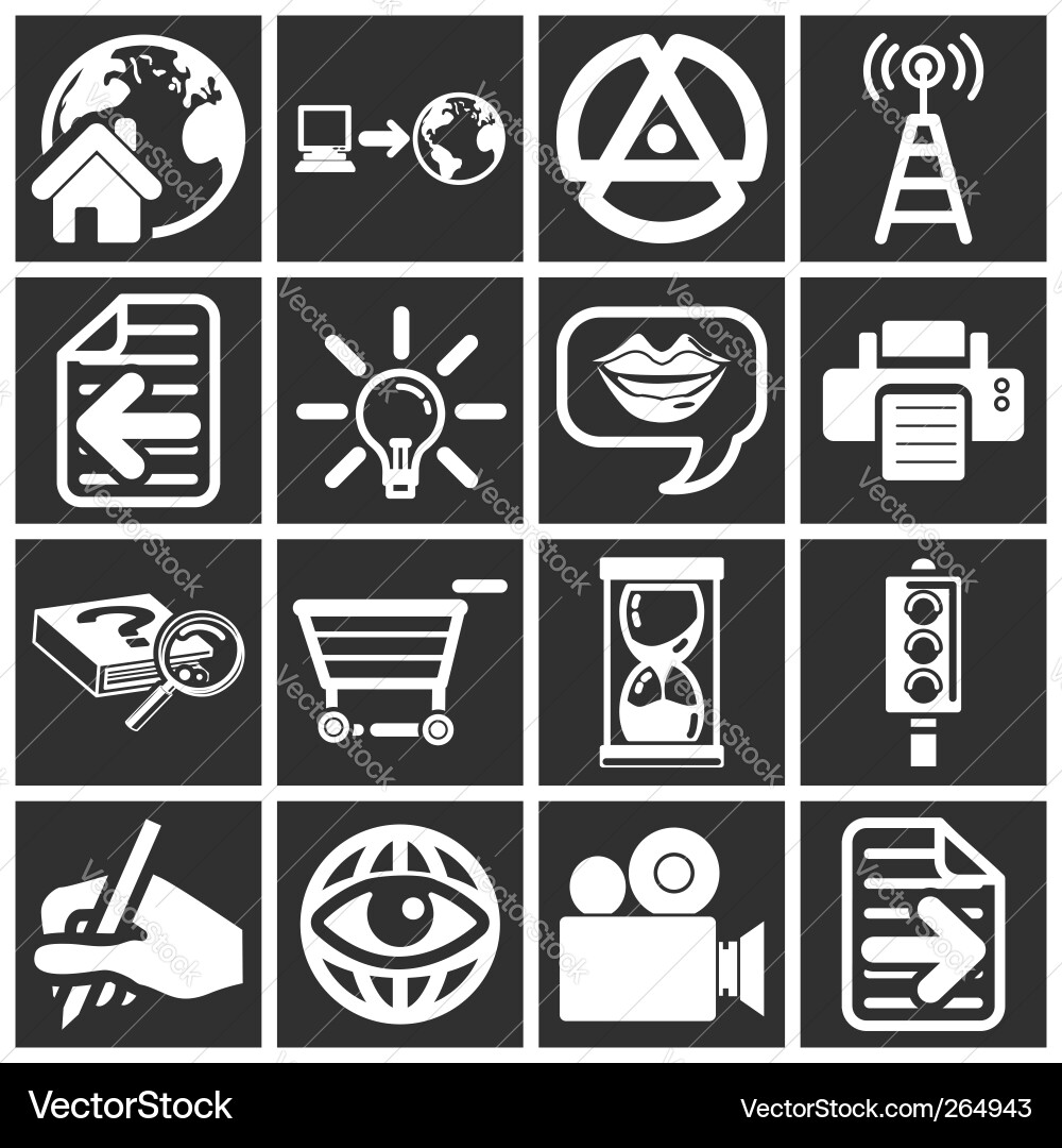 Web Icon Set - Internet & Network Symbols Vector Image