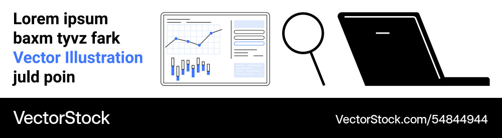 Business analytics with data charts magnifying Business analytics with data charts magnifying vector image