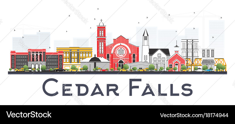 Cedar fällt iowa Skyline mit Farbbauten Vektorbild