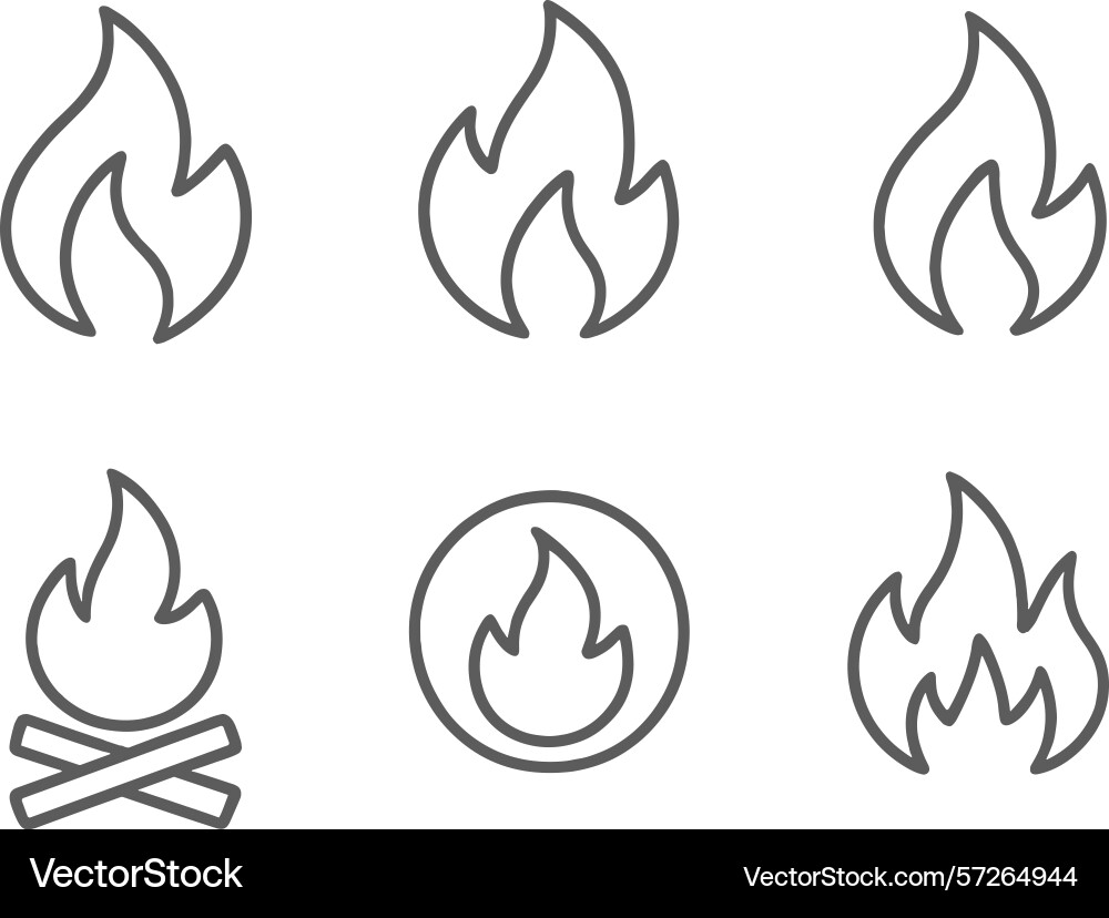 Collection of simple flame icons for design use Collection of simple flame icons for design use vector image