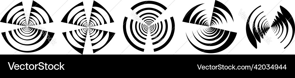 Concentric radial lines circles icon segmented Vector Image